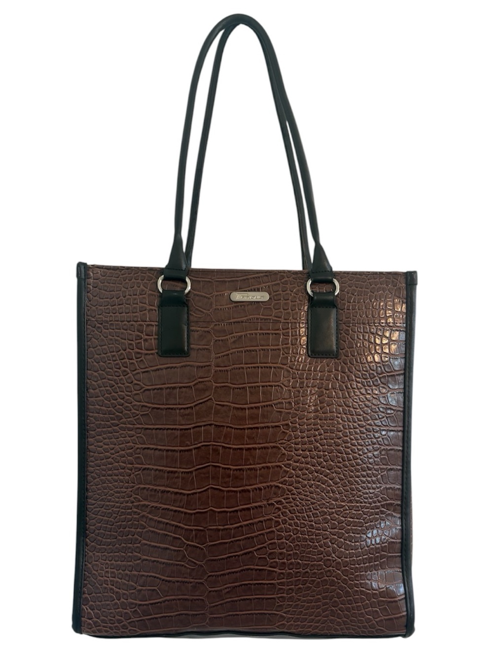 Targus Brown Laptop Handbag Tote Faux Alligator Embossed Women’s Travel Bag